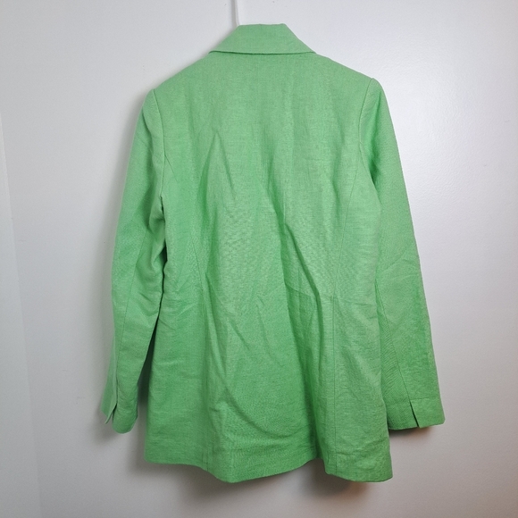 House Of Harlow Light Green Linen Blend Long Double Breasted Blazer Jacket Sz XS - Picture 2 of 8